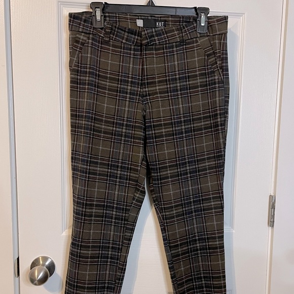 KUT Kut from the Kloth Mia Ankle Skinny brown plaid pants sz 10 *EUC* - Picture 1 of 11